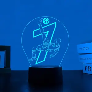 Football Player 3D Night Light, USB Powered Touch Color Changing, Perfect Gift Choice, Seven-Color LED Lamp, Ideal for Sports Fans