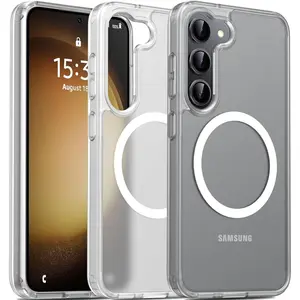 L-PCS014    Magnetic for Samsung Galaxy S23 Case Matte, S23 Phone Case Compatible with MagSafe Frosted Translucent Shockproof Anti-Scratch Slim Fit Case Military Grade Protection (Clear Matte)