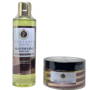 TINA TONER Oil and scrub Berry Smoothie skin with  NOURISHING BODY OIL and scrub Skincare