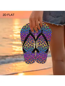 2026 Summer New Women's Leopard - Rainbow Flip Flops, Open Toe, Flat Heel, Multiple Colors & Sizes Available, Fun Colorful Pattern, Perfect for Mother's Day, Easter, Holiday Gifting, All - Season Fashion Sandals, Women Shoes