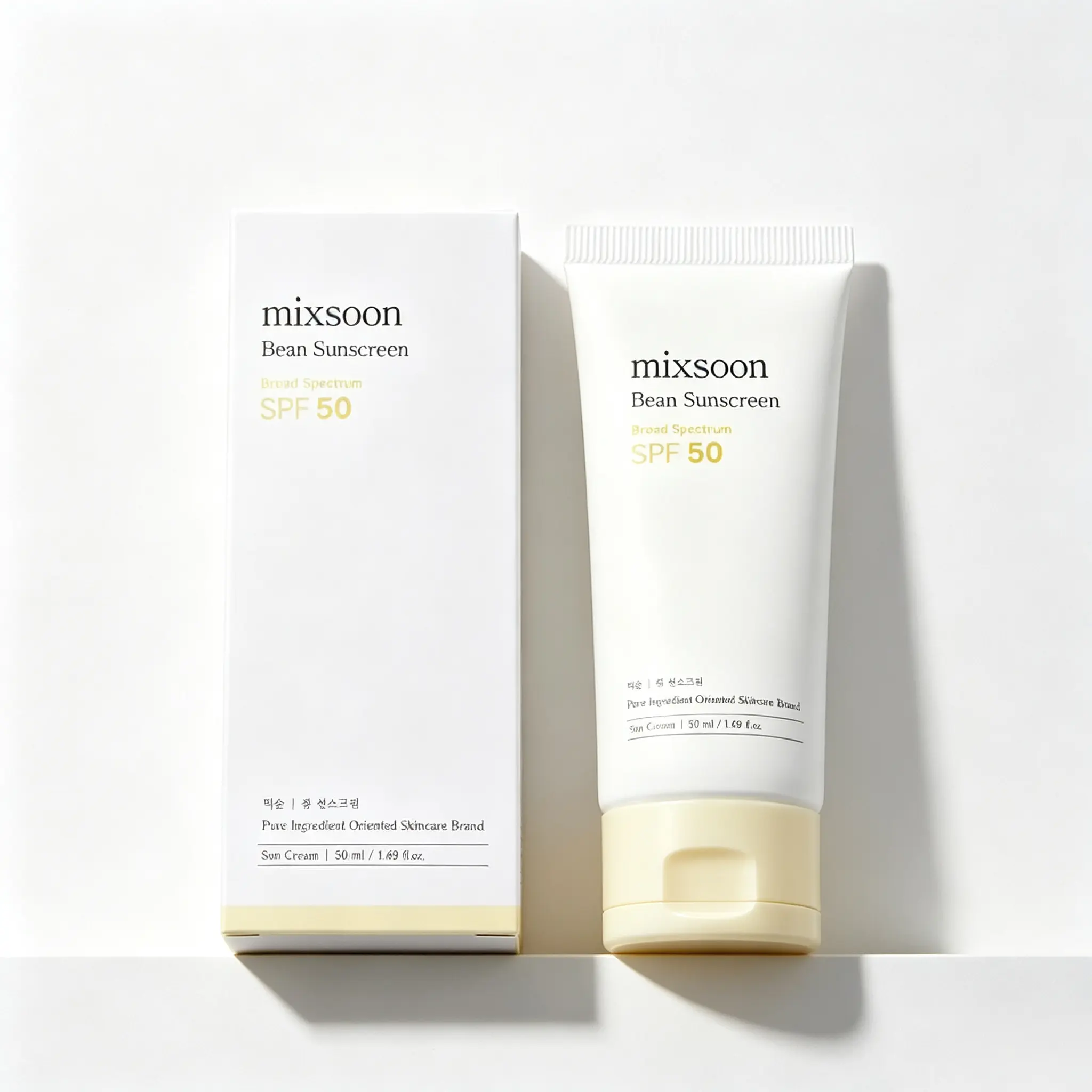 [mixsoon] Airy Bean Facial Sunscreen, 1.69 fl.oz - SPF50 UV Protection, No White Cast, Lightweight Hydration for Daily Makeup-Layering Routine & Comfortable Skin