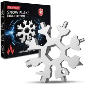 18-in-1 Snowflake Multi Tool – Stainless Steel with Bottle Opener & Wrench,Compact EDC Tool for Camping,Fishing,Hiking, Stocking Stuffers,Gifts for Men,Dad,Husband (Silver)