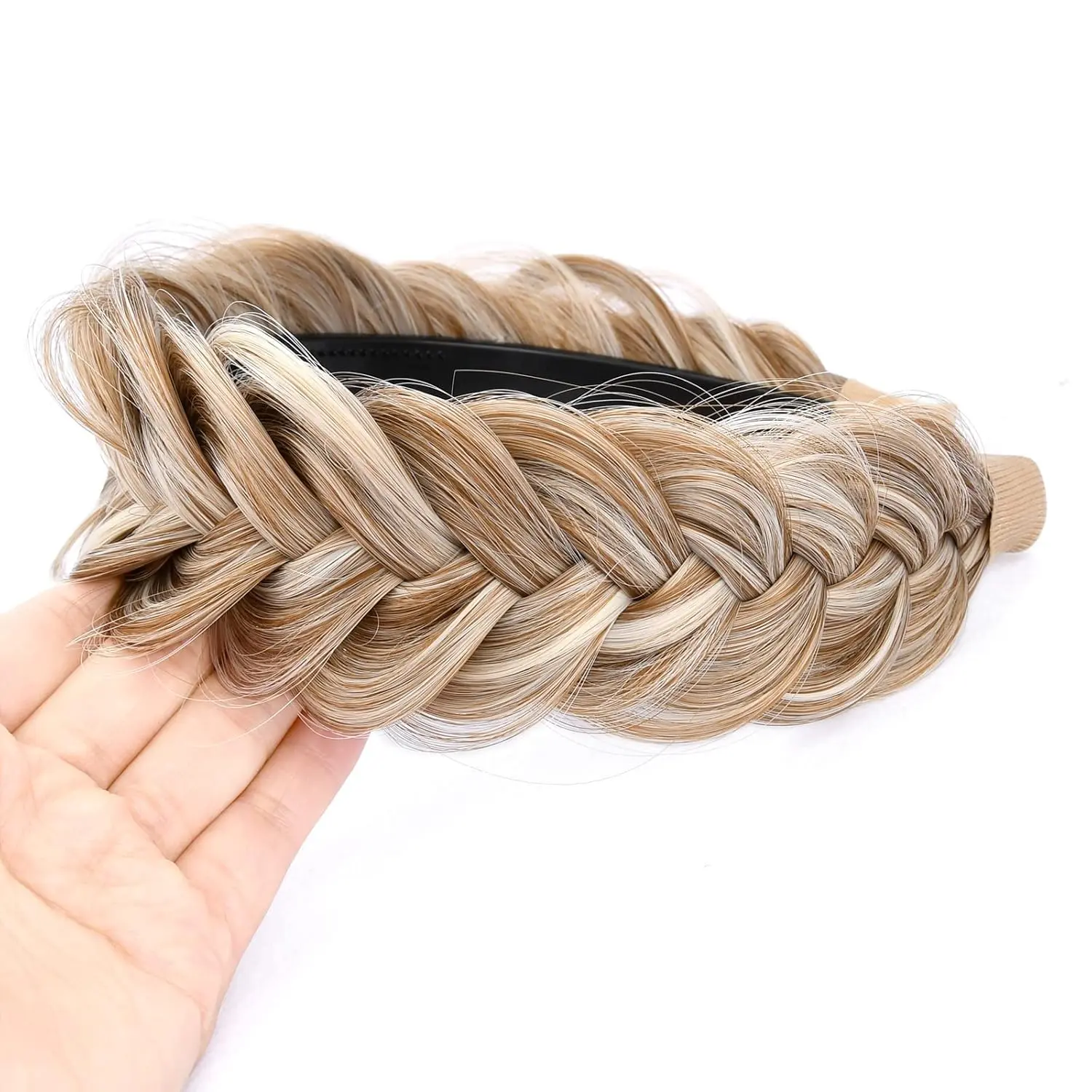 Wide Messy Braided Headband with Teeth Synthetic Hair 