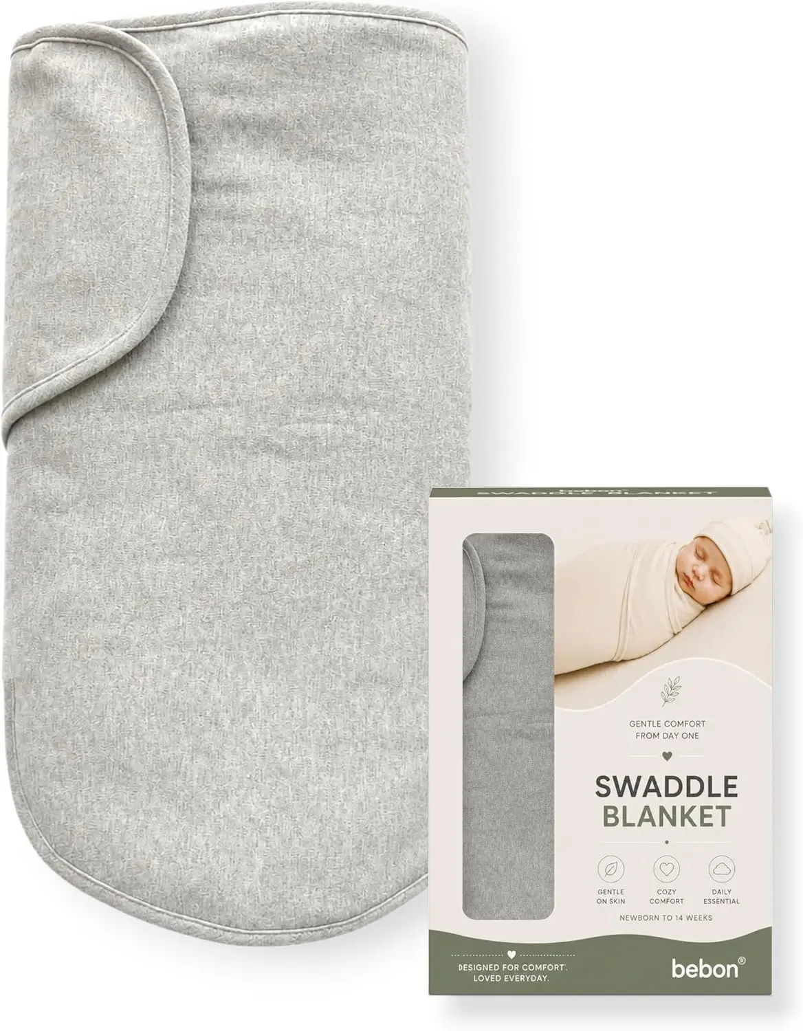Swaddle Blanket Wrap – Help Your Newborn Nap Longer – Secure Sleep Sack | for Infants, Easy-to-Use Soft Swaddling Blanket for a Calm Baby (Calm Grey)