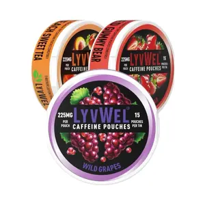 CAFFEINE 3 PACK - 225mg Pouches with Wild Grapes, Red Gummy Bear, and Peach Sweet Tea - Natural Nootropic Beverage for Immune Support