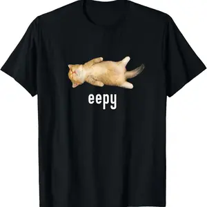 100% Cotton Unisex Eepy Cat, Silly Sleepy Cat Meme T-Shirt