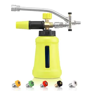 High Pressure Washer Spray Tool with Foam Cannon, Foam Cannon Dual Connector Accessory, Car Wash Foam Sprat Tool Kit 1/4 Inch Quick Connector, 5 Pressure Washer Nozzle Tips,Christmas gifts