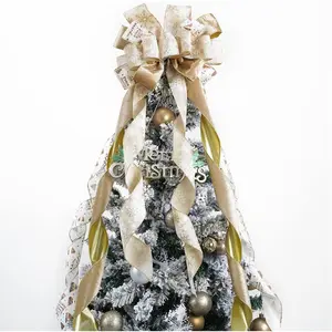Champagne Christmas Tree Topper - 12" Wide  Champagne &  Bows (1 Pack)