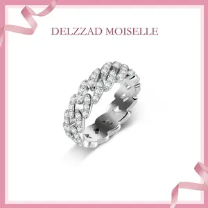 Delzzad 1.4ct Round Cuban Ring Synthetic Moissanite S925 Unisex Ring Perfect for Any Occasion & Everyday Wear Birthday Anniversary Valentine's Day Gift for Men Women