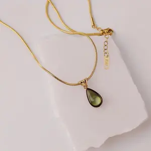 Layering charcoal pendent necklace.waterdrop necklace.stacking necklace.bridesmaid gift.free stuff and free shipping.hollywood regency.fae