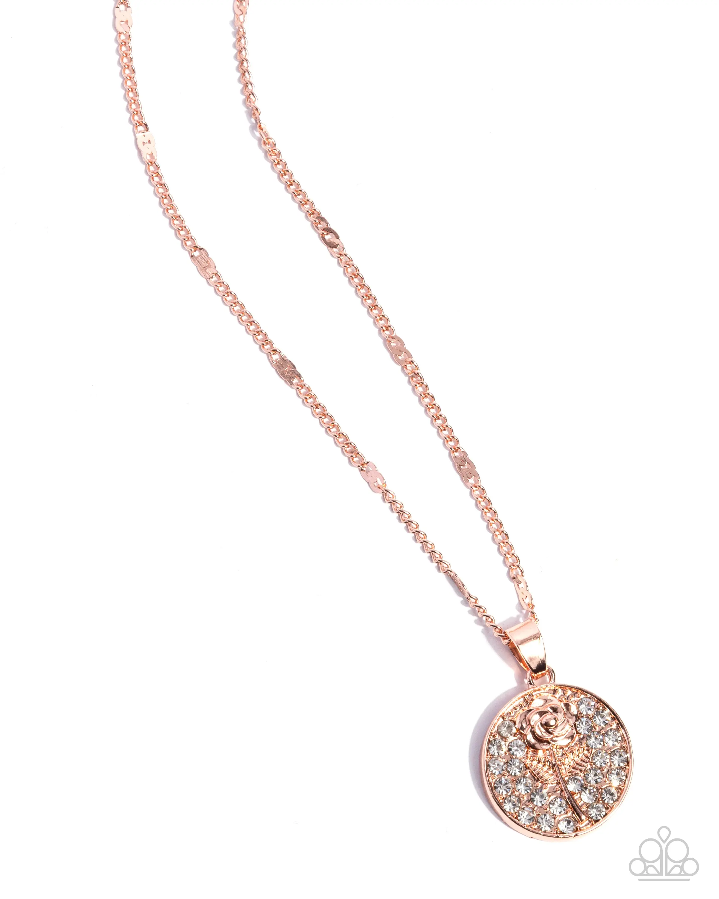 CUTIE and the Beast - Copper Rose White Rhinestone Short Necklace - Paparazzi