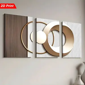 3-piece Set 2D Flat Canvas Painting with Wooden Frame - Modern Abstract Geometric Canvas Art, Suitable for Living Room, Bedroom, Office Large Wall Decoration, Office Decoration Gift Hanging Print Ornaments Artistic Photo