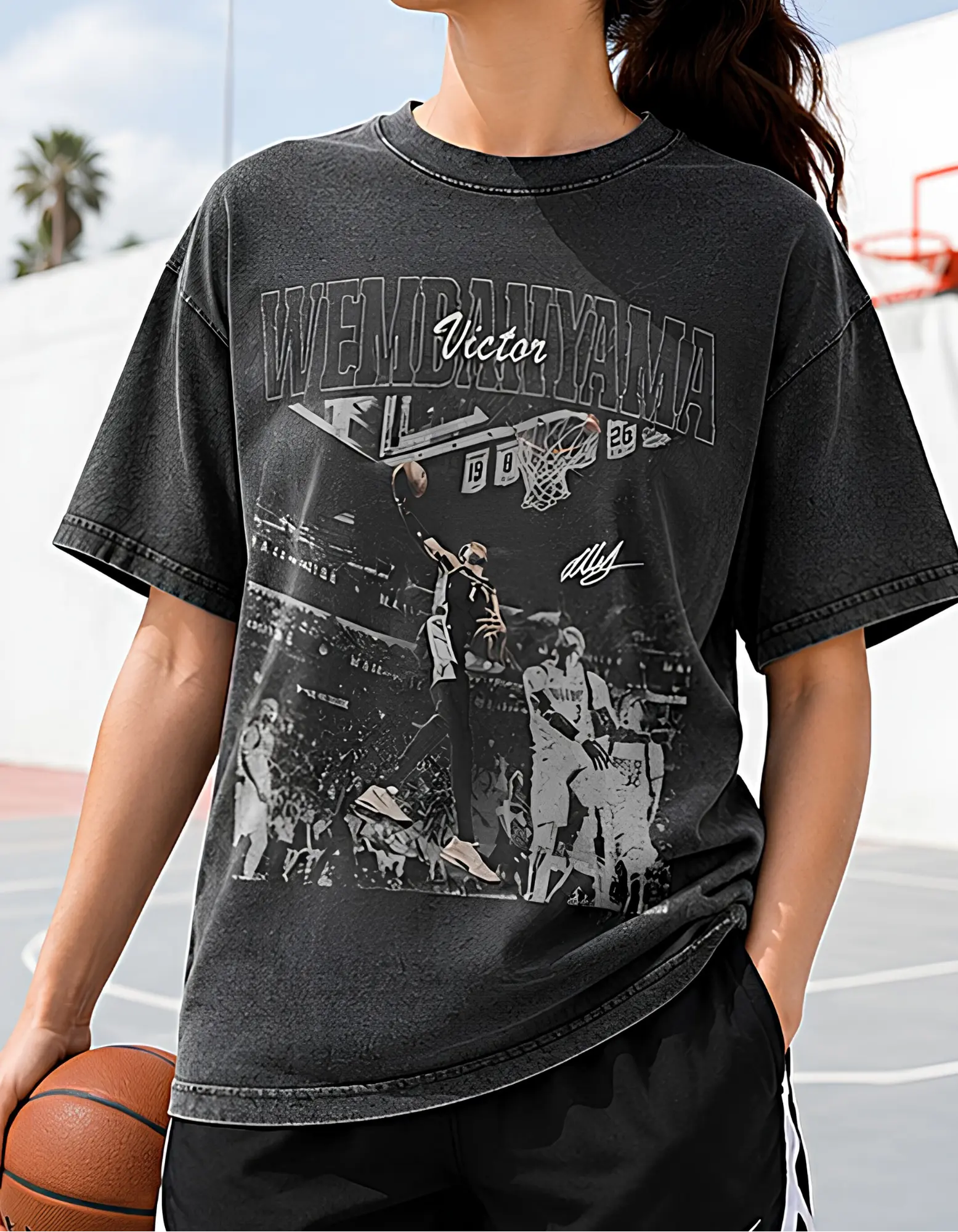 Unisex Victor Wembanyama Slam Dunk Graphic Tshirt Hoodie Sweatshirt Streetstyle Casual Crewneck Basic Tee