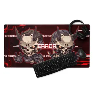 System Error Oni Demon Cyborg Gaming Mouse Pad, Futuristic Desk Mat Accessory