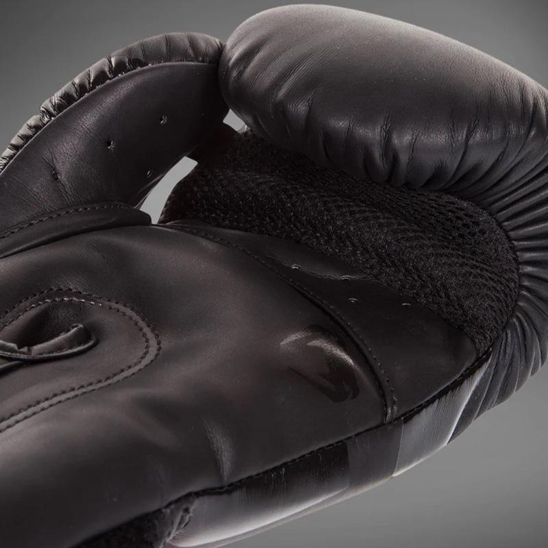 Venom Boxing Gloves - Matte Black, 100% Premium Semi Leather, Curved Anatomical Shape, Multi-Density Foam Padding, Secure Fit, Ideal for Training & Sparring