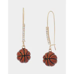 Betsey Johnson BASKETBALL SHEPHERD HOOK EARRINGS ORANGE