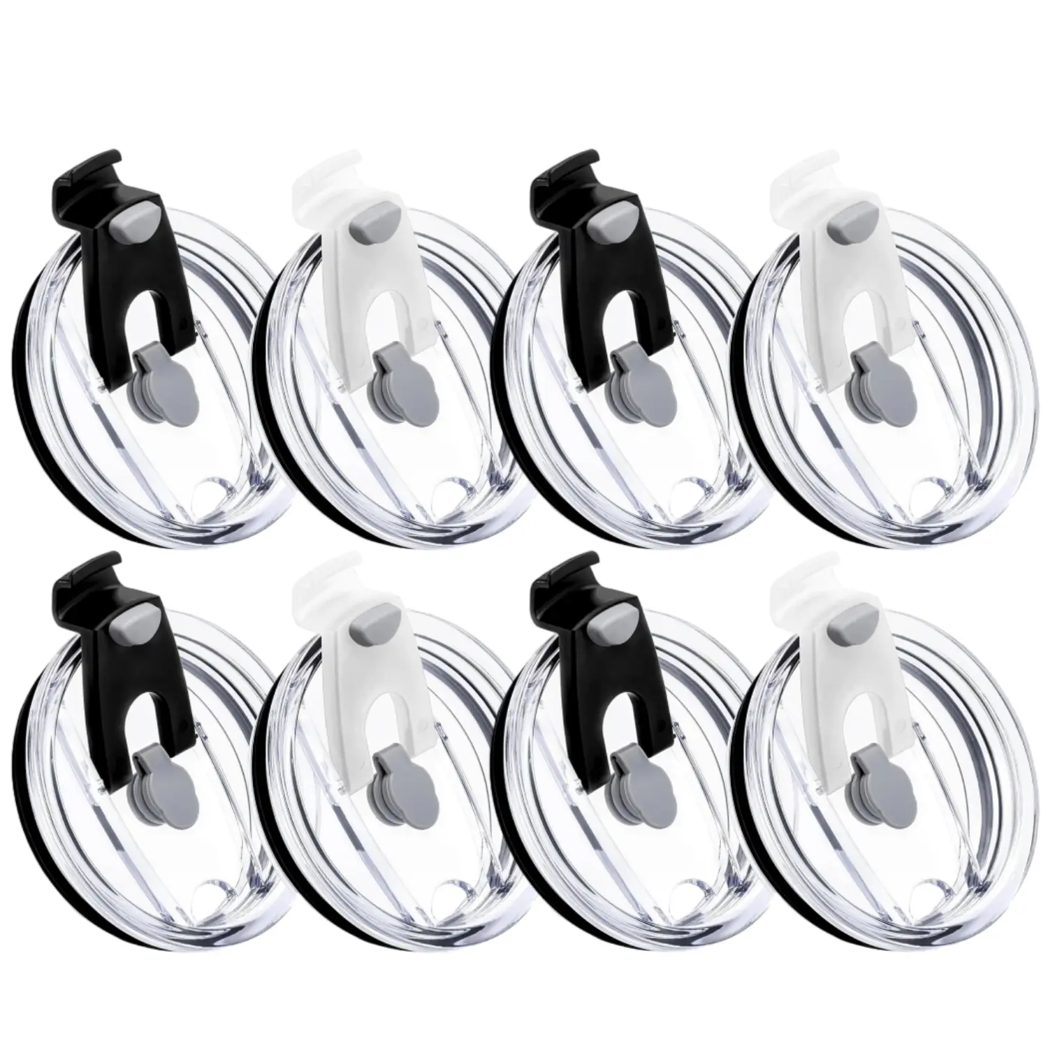 8PCS Food Grade BPA-Free Sturdy Airtight Spillproof Leakproof Lids Set, Silicone-Plastic Flip Lids with Double-Seal, Wide Sip Hole & No Nose Touch, Dishwasher-Safe Replacement for 20 oz Insulated Tumblers & Coffee Cup Covers