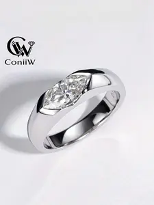 1 Carat Synthetic Moissanite Ring, Marquise Cut Ring, Elegant Everyday Ring, S925 Silver Low Allergy Jewelry, Elegant Gift for Women, Perfect for Daily Wear and Birthdays