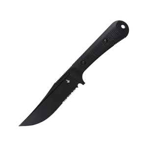 DOTS GEAR Saffire brand Black Betty Fixed Blade Knife, 4.85" D2,  G10 Handle, Ideal for Camping Hiking Self Defense