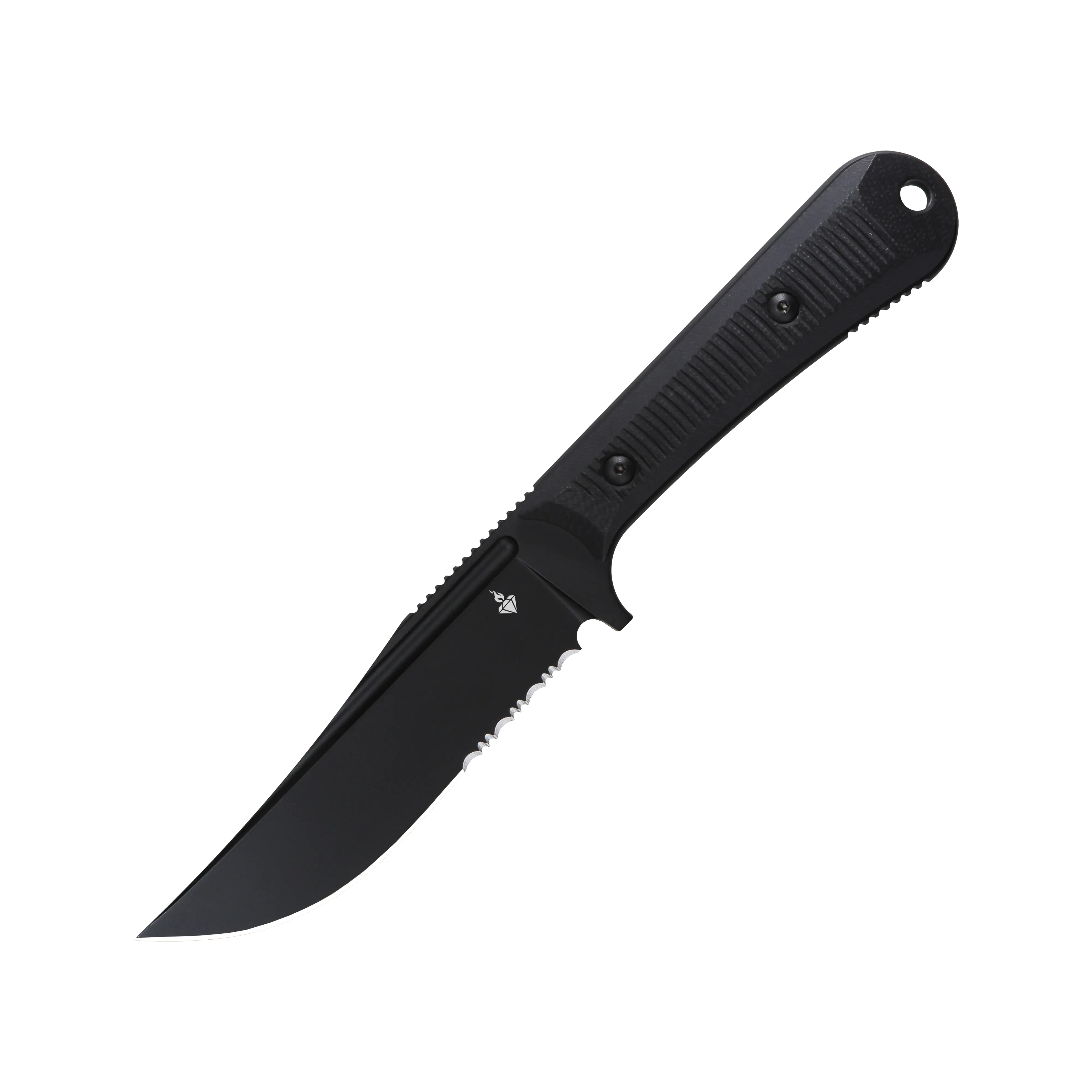 DOTS GEAR Saffire brand Black Betty Fixed Blade Knife, 4.85" D2,  G10 Handle, Ideal for Camping Hiking Self Defense