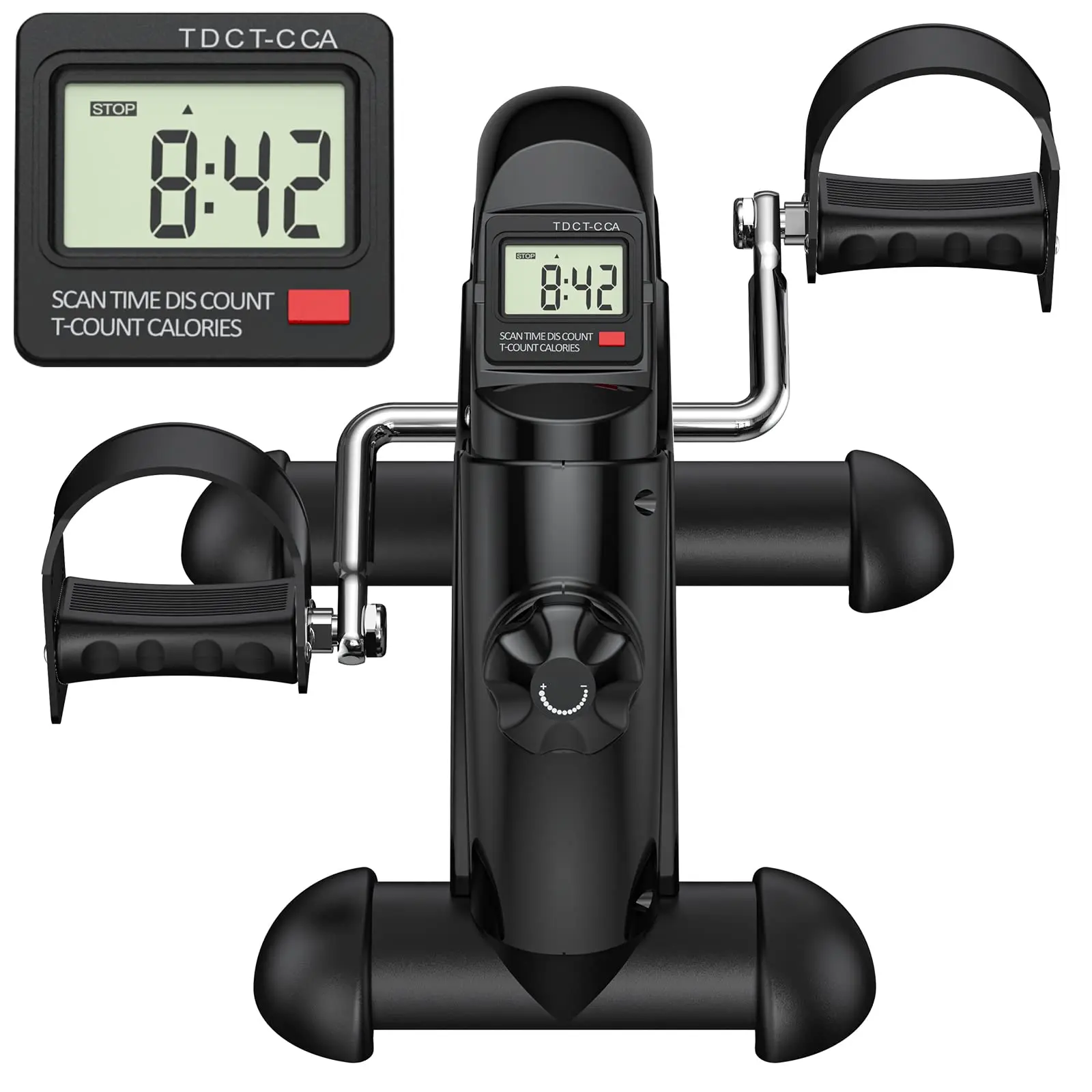Mini Exercise Bike, Under Desk Bike Pedal Exerciser Portable Foot Cycle Arm & Leg Peddler Machine with LCD Screen Displays