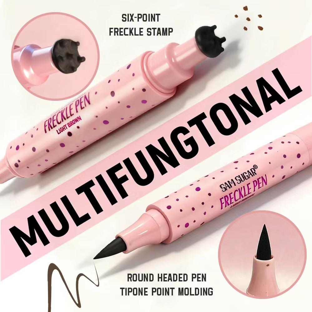 2 in 1 Artificial Freckle Stamp & Eyeliner Pen Light / Dark 3ML - A Convenient Tool for Quick Makeup, Creates Realistic & Long-Lasting Freckles, Waterproof & Sweat-Resistant, Ideal for Travel, Festivals and Social Media, Dot Pen