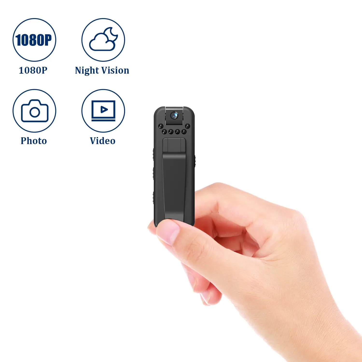 1080P Portable Mini Camera, Digital Video Recorder, Video Recording Camera, Night Vision, IR Micro Camera, Outdoor Sports Dv, Back Clip, Motion Detection