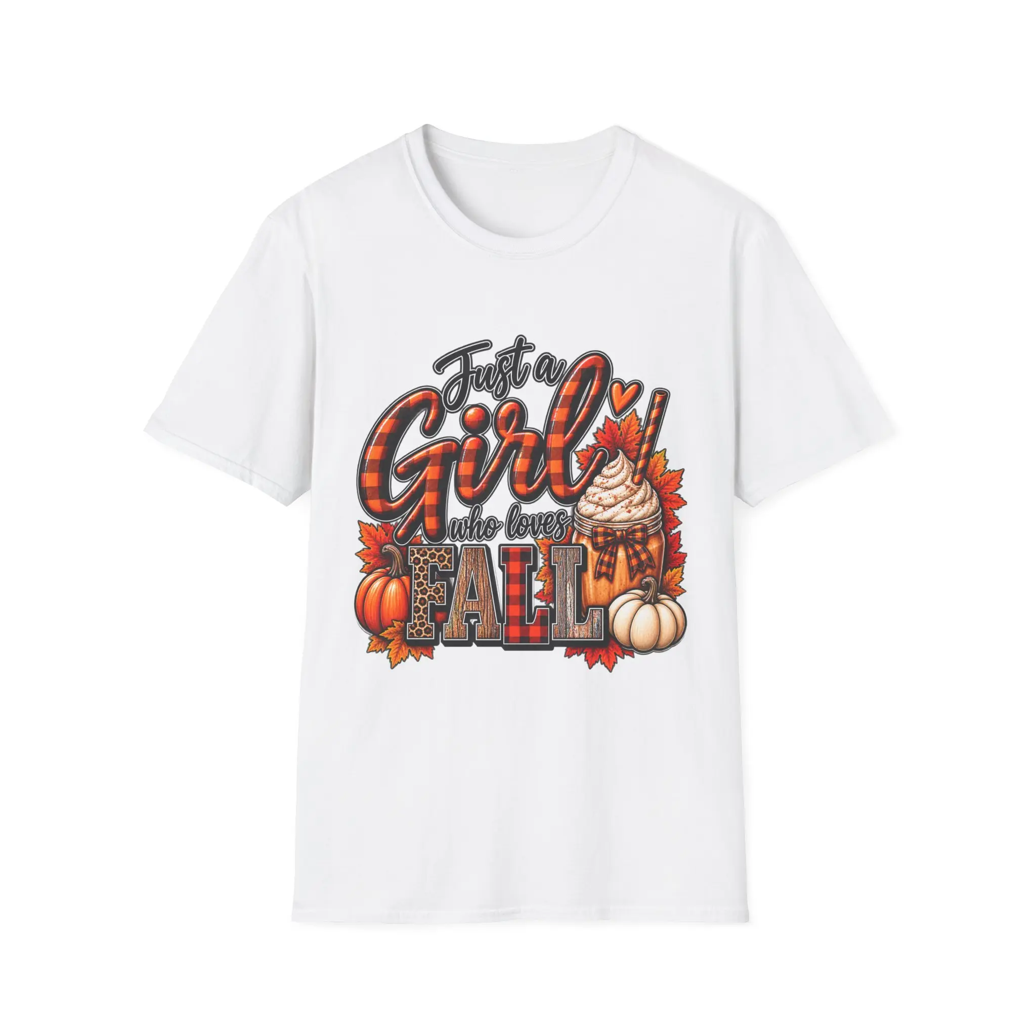 Just a Girly Fall Tee | T-Shirt, Pumpkin Plaid Autumn Graphic