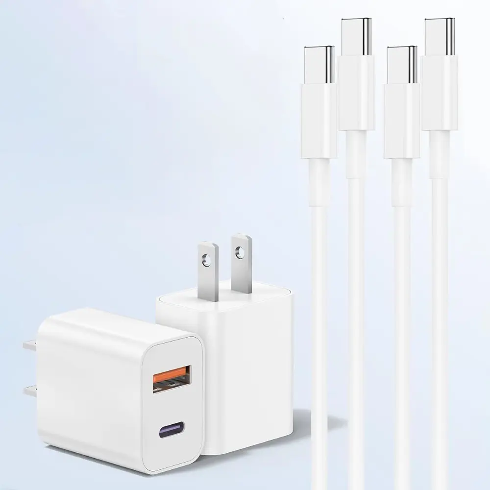 2 PACK 20W PD+QC3.0 Dual Port Fast Charger with 6FT USB C to USB C Fast Charging Cable for iPhone 17/17 Pro/17 Pro Max/Air/16/16 Pro/16 Pro Max/15 Pro M ax