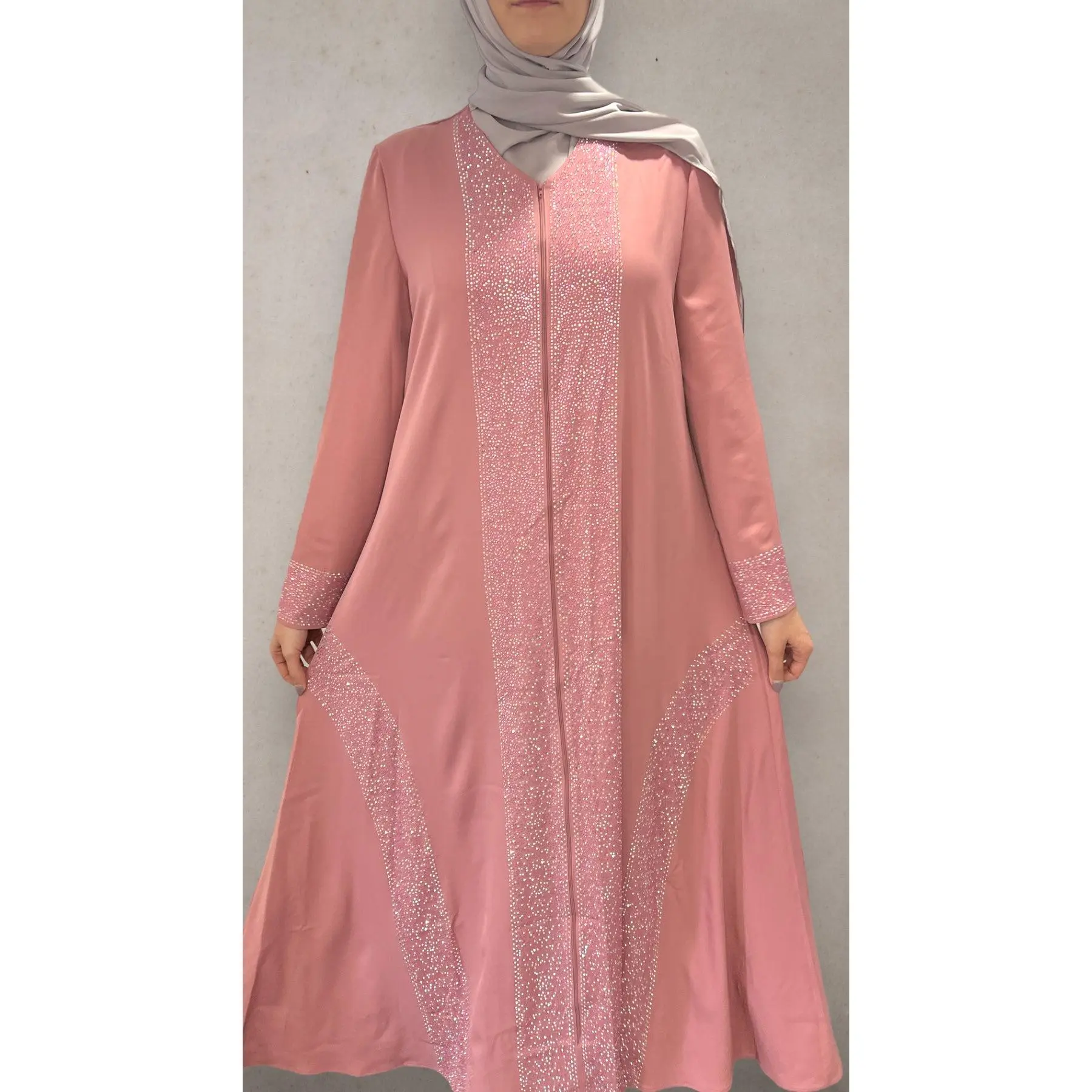 Rhinestone Abaya - Pink