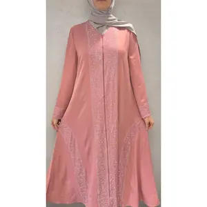 Rhinestone Abaya - Pink