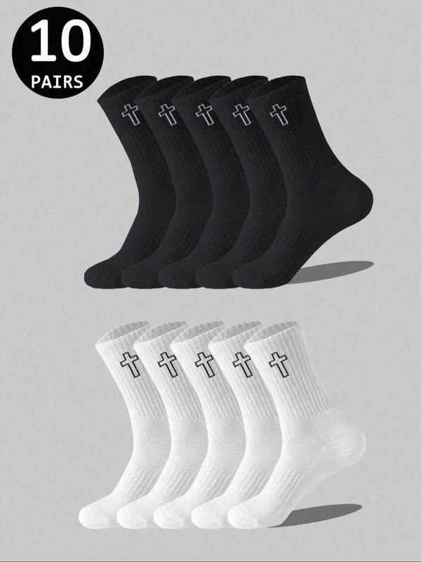 Men's Casual Socks Set, 10 Pairs/20 Pairs, Medium-Length, &, Odor-Resistant, Breathable, Sweat-Absorbent, Two Styles Available