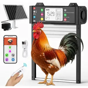 Automatic Chicken Coop Door Solar ,  App Control Chicken Door Opener with WiFi Status , Anti-Pinch Safety, Light Sensor, Timer, 4000mAh  Roll-Up Door for  Coops