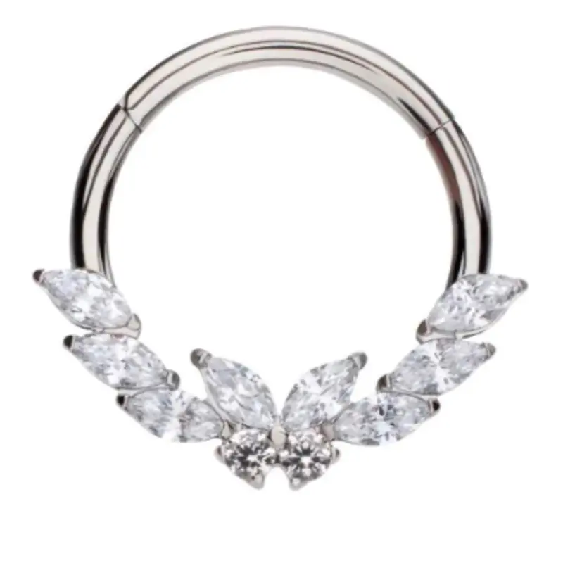 Invictus 16G Butterfly Marquis CZ Titanium Hinged Hoop