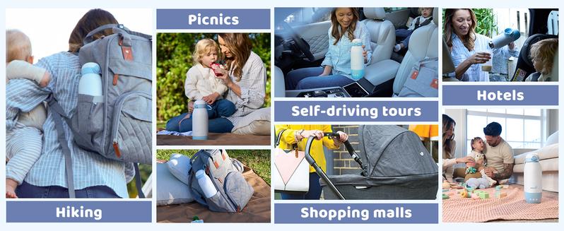 Portable Bottle Warmer - Cordless Travel Milk Warmer for Breastmilk/Formula with Precise Temperature Control and Memory Function