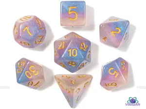 Sparkly Bi Pride | Shiny Blue, Pink, Purple Glittery Bisexual Flag | LGBTQ+ Themed Dice Set (7)