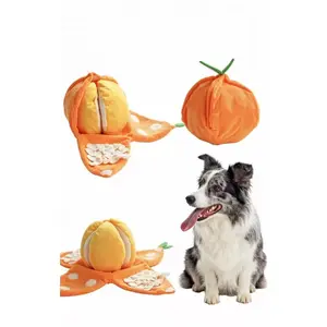 Tangerine Design Orange Puzzle For Dogs Sniffing With Squeaky Boredom Indoor Feeding Toy Interactive Enrichment Activity IQ Training Health Benefits