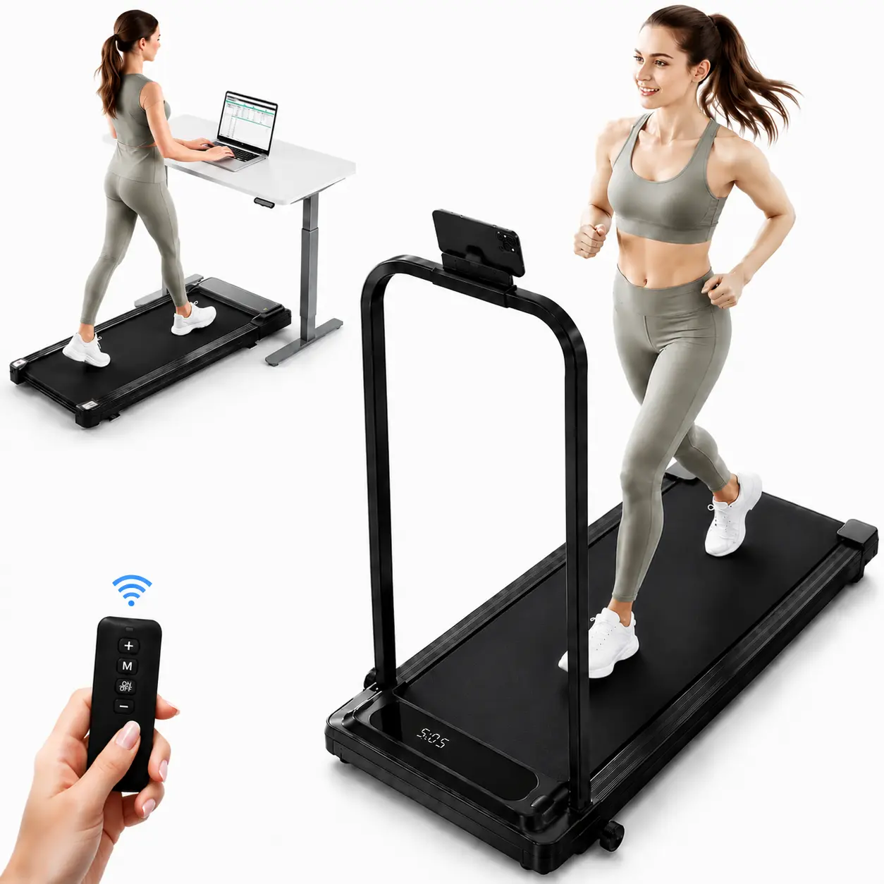 [2026 Upgraded] Under Desk Incline Adjustable Treadmill - 3.0HP Motor Portable Folding Multifunctional Fitness Equipment with Fold-to-Desk Mode, 400lbs Capacity, Quiet Shock Deck, Incline Adjust, Space-Saver for Home Office Recreational Fitness Equipment