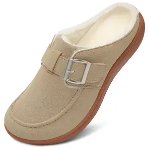 JOINFREE Womens Fuzzy Slippers Cozy Wide Mules Adjustable Diabetic Slippers Warm Memory Foam House Clogs Slipper Indoor Outdoor Potato Shoes for Edema Swollen Feet