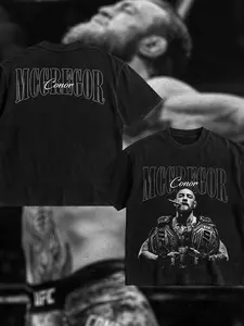 PEACHORA Conor McGregor Tee Heavy Cotton T-shirt UFC Pound For Pound Shirt MMA Fan Apparel Pump Cover Direct-to-garment Printing
