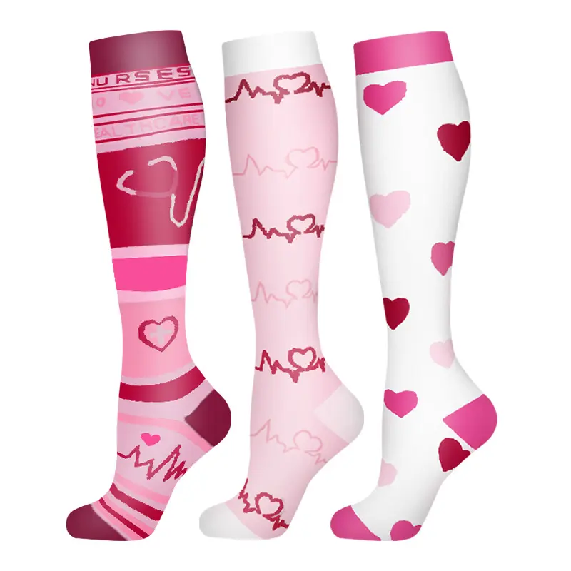 3 Pairs Copper Compression Athletic Outdoor Running Socks for Men and Women, Best Support for Running, Sports, Hiking, Long Knee-Length Socks Set, Outdoor Wear Socks