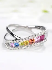 1 PC Elegant Colorful Cubic Zirconia Ring For Women For Wedding Engagement Party Jewelry Valentine's Day Gift Stackable Rings