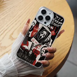 Scream - Ghost Face for iPhone 17/16/15/14/13/12/iPhon X/17PROMAX/Samsung(S22/S23/S24/S25) Transparent Magnetic Phone Case Does Not Interfere with Signal Temperature Resistant Protection iphone 13 cases BO1014001 Button Protective Shockproof Smartphone Si