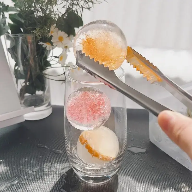 3Pcs 1.5 Inch Silicone Ice Ball Maker Mold - Easy Release Round Sphere Ice Cube Trays for Whiskey & Cocktails
