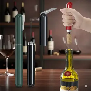 Portable Corkscrew with Safety Anti-Break Design, Non-Slip Effortless Opener for Wine Beer, Durable Rustproof Kitchen Camping Bar Tool, Perfect for Travel Party Brew Accessories.