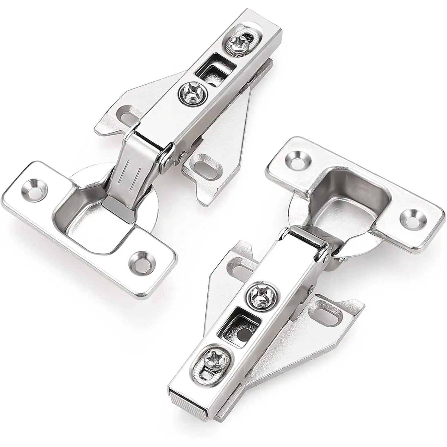 Brushed Nickel Clip-On Concealed Door Hinges (2 Pairs/4 Pieces) - 110° Angle, 35mm*11.5mm, Face Frame Mounting Hardware for Kitchen Cabinets, Easy to Install with Mounting Screws, Clip-On Type