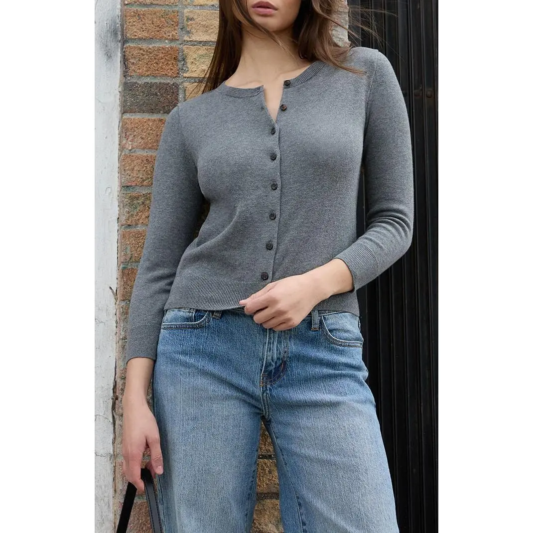 John Galt Women's Melange Button Down Cardigan