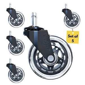 Office/Gaming Chair Replacement Rollerblade Wheels For All Floors - Smooth & Quiet