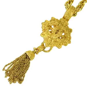 Pre-owned CHANEL Zinc Alloy Small Leather Goods COCO Mark Fringe Metal Necklace