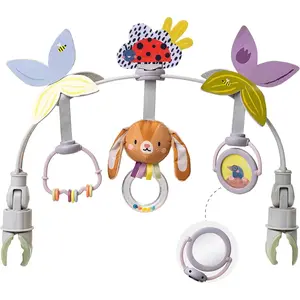 Baby Activity Arch, Stroller and Car Seat Toy Attachment with Rattling Beads Maze and Double-Sided Spinning Mirror, Ideal for Baby’s Fine Motor Skills Development, 0-12 Months